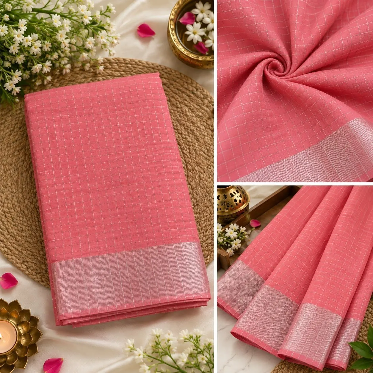 Fancy saree checked design 4