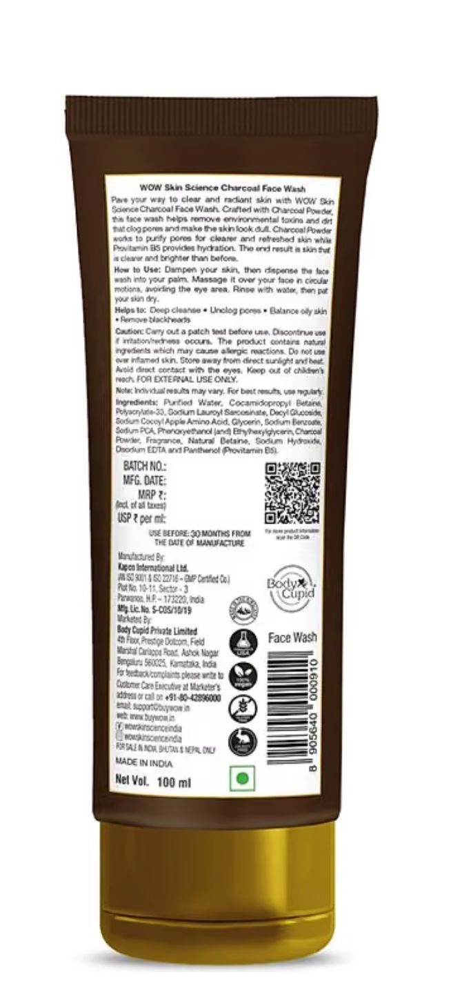 Wow charcoal activated science face wash pack of 2