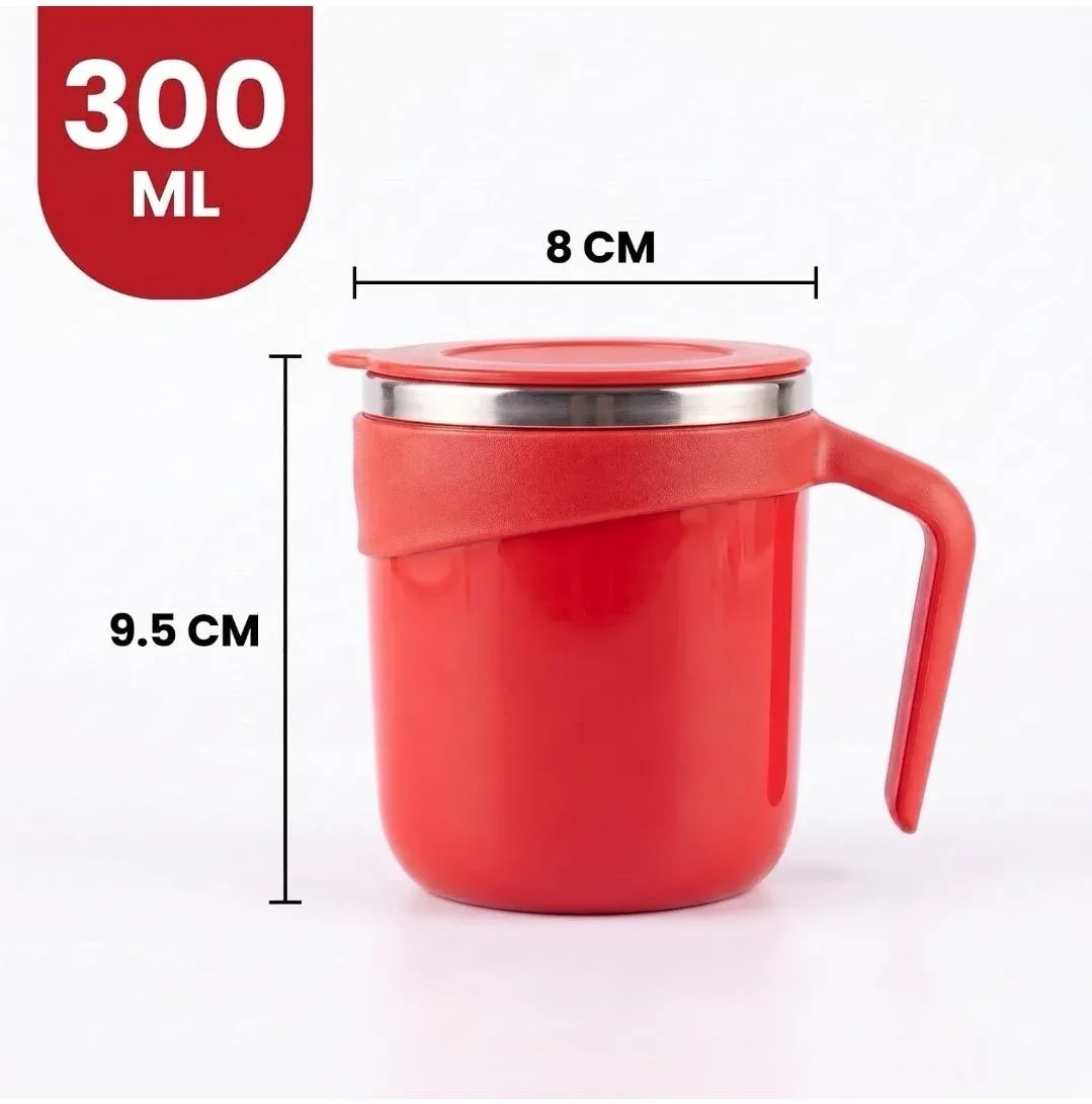 300ml Insulated Stainless Steel Travel Coffee Mug with Lid & Handle, Brown
Double Walled Tea Cup, Spill Proof & Durable, Stylish & Aesthetic Gift for Men, Women, Office & Daily Use, Set of 1 4