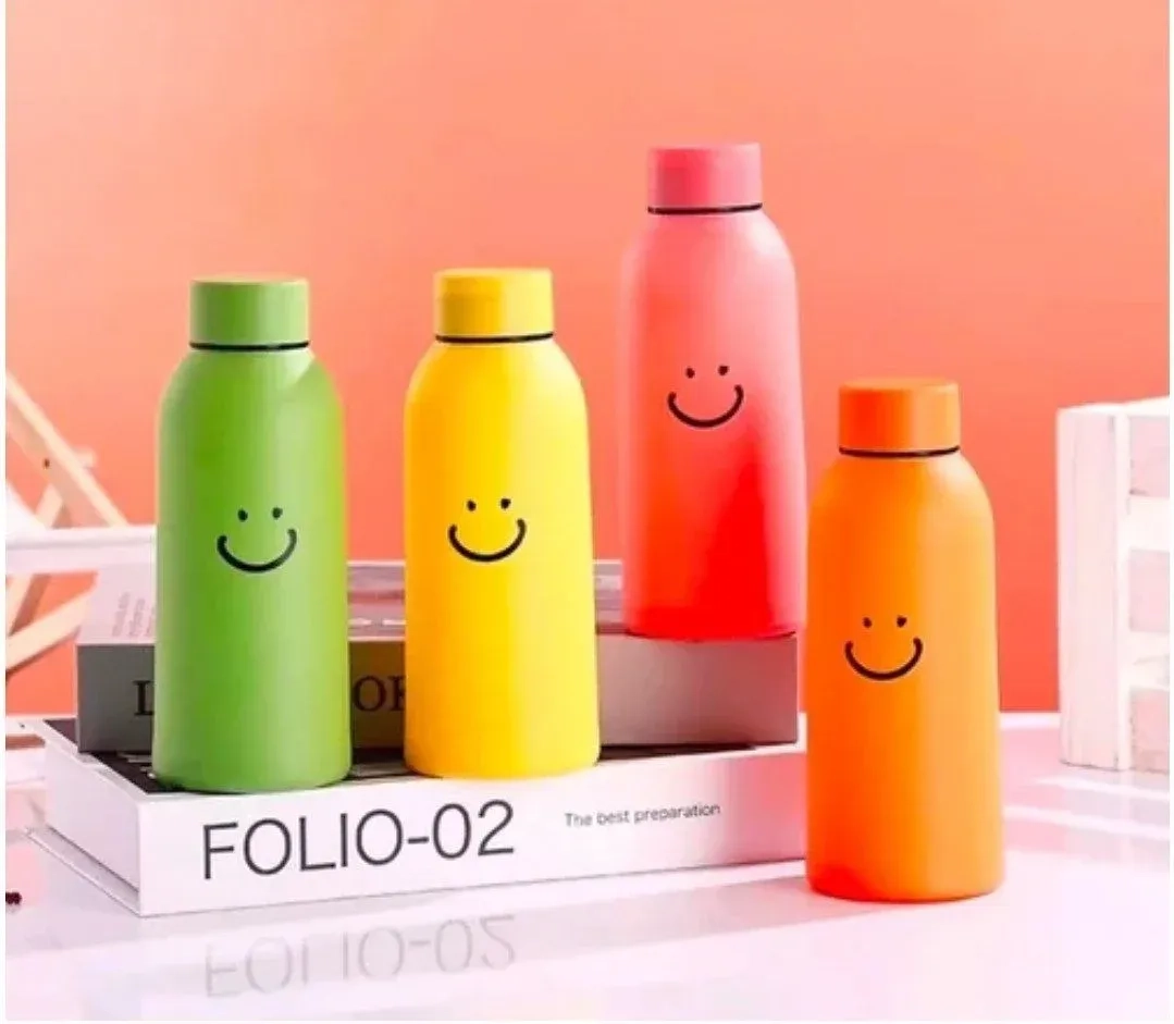 Cute smiley glass water bottle with outer plastic shield 3