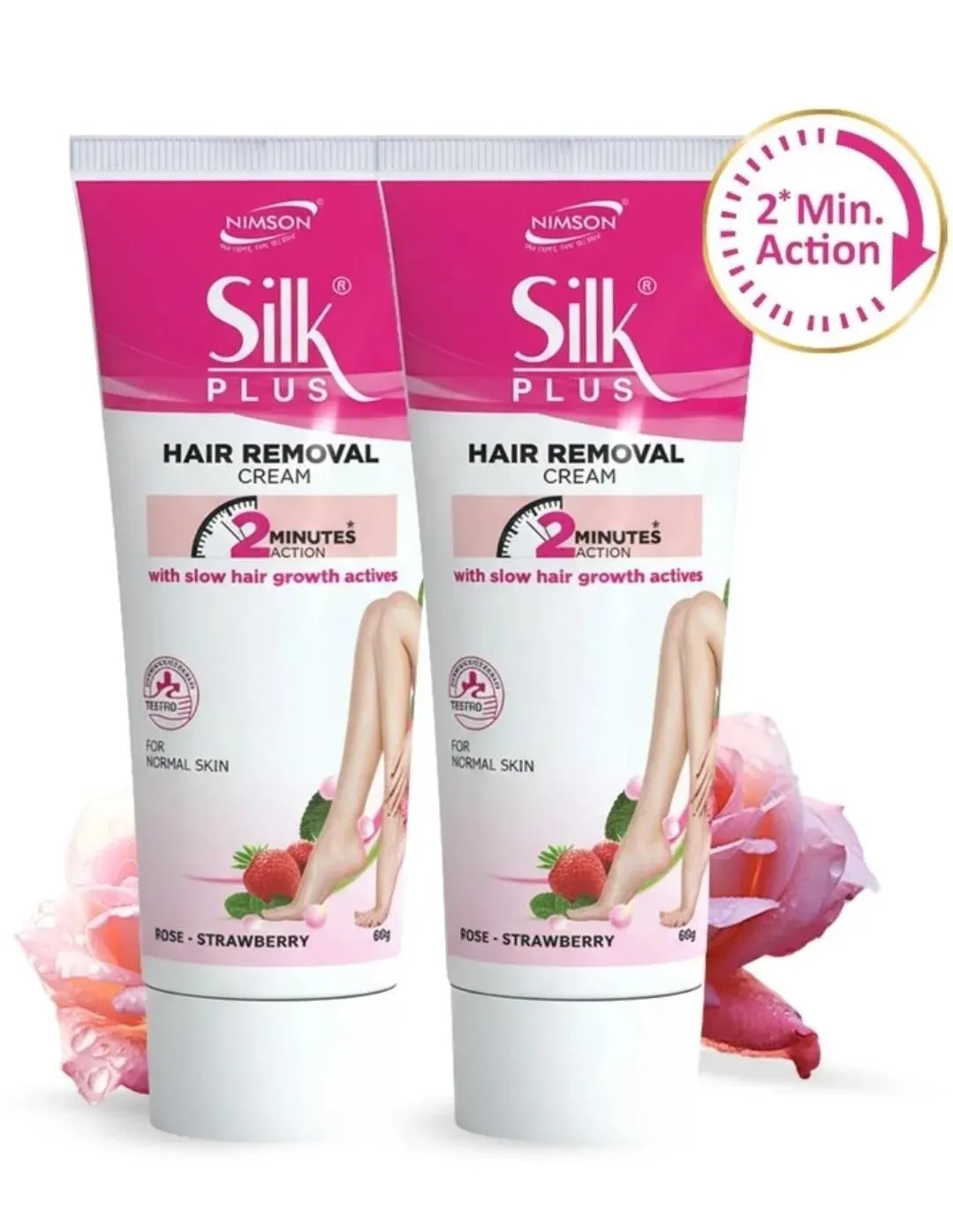 Silk plus - strawberry Rose hair removel cream combo of 2 1