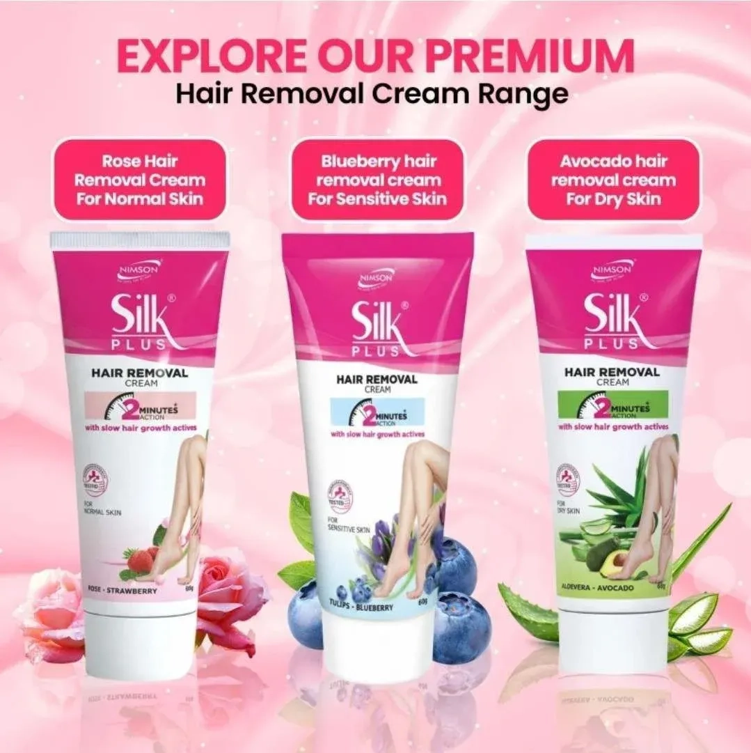 Silk plus - strawberry Rose hair removel cream combo of 2 3