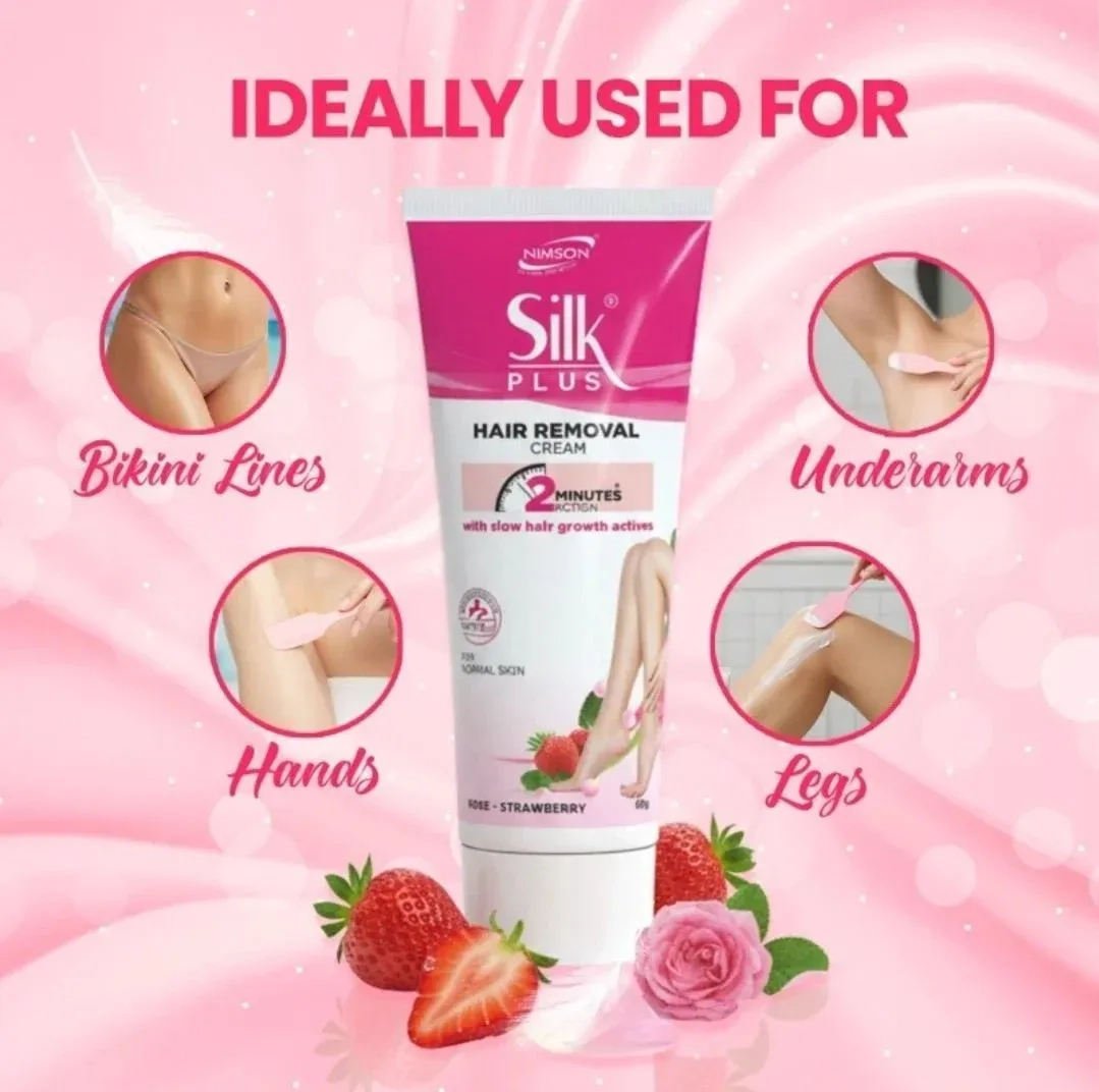 Silk plus - strawberry Rose hair removel cream combo of 2 5