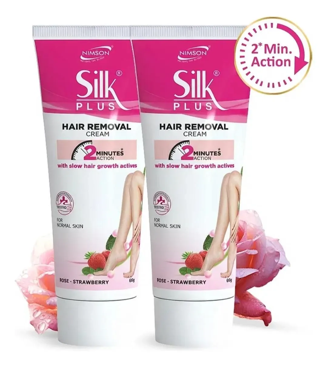Silk plus - strawberry Rose hair removel cream combo of 2 6