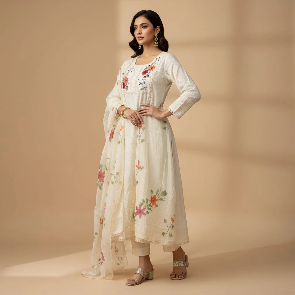 Jaipuri Cotton 3-Piece Schiffli Kurta Set 2