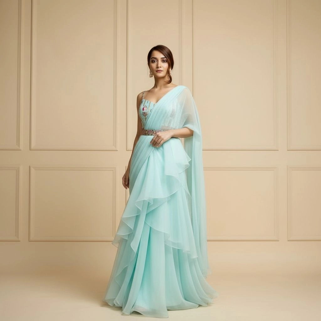 Stunning Designer Party Wear Lehenga Saree 1