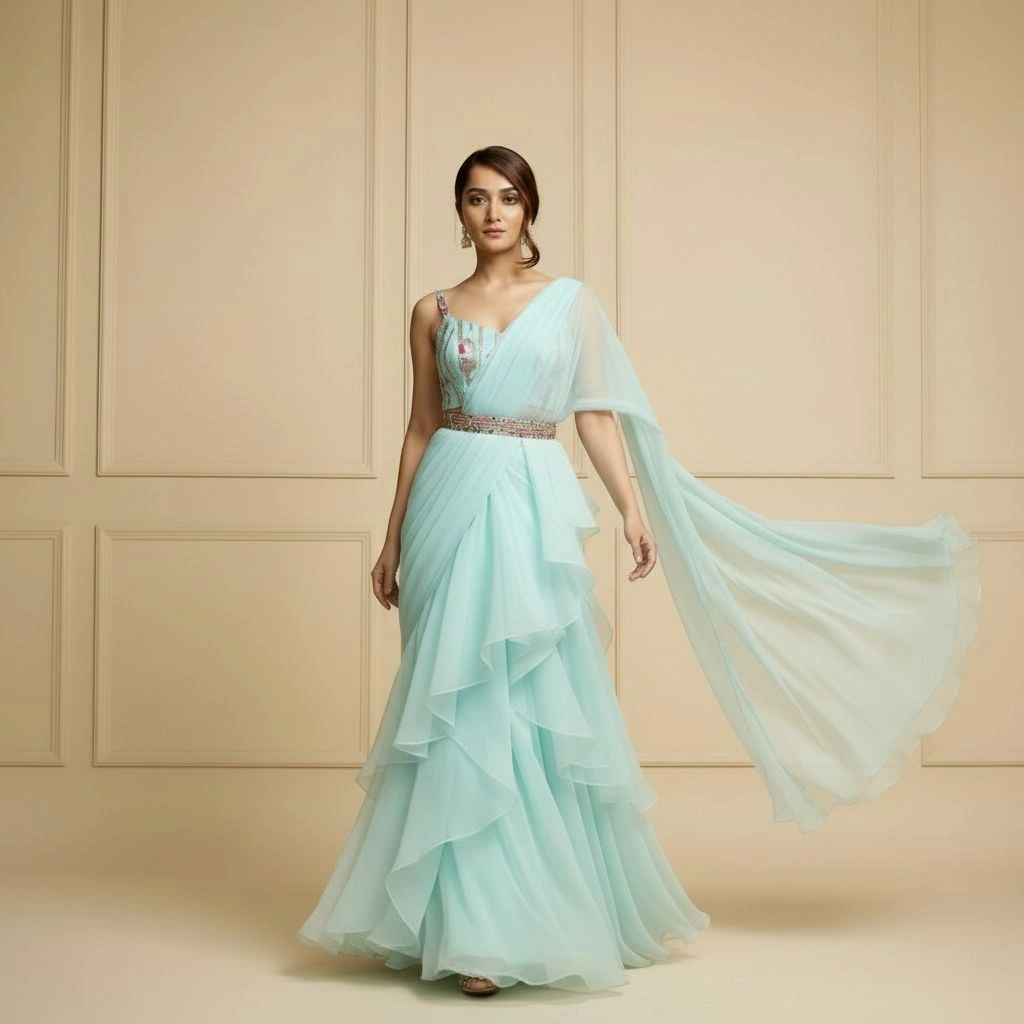 Stunning Designer Party Wear Lehenga Saree 2