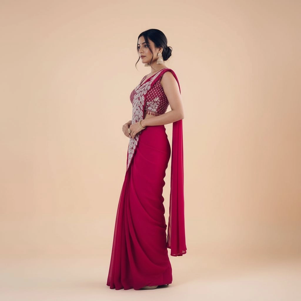 Elegance, Ready in a Minute: Sequence Work Georgette Saree 2