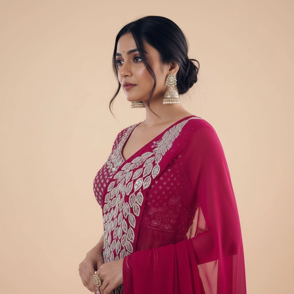 Elegance, Ready in a Minute: Sequence Work Georgette Saree 4