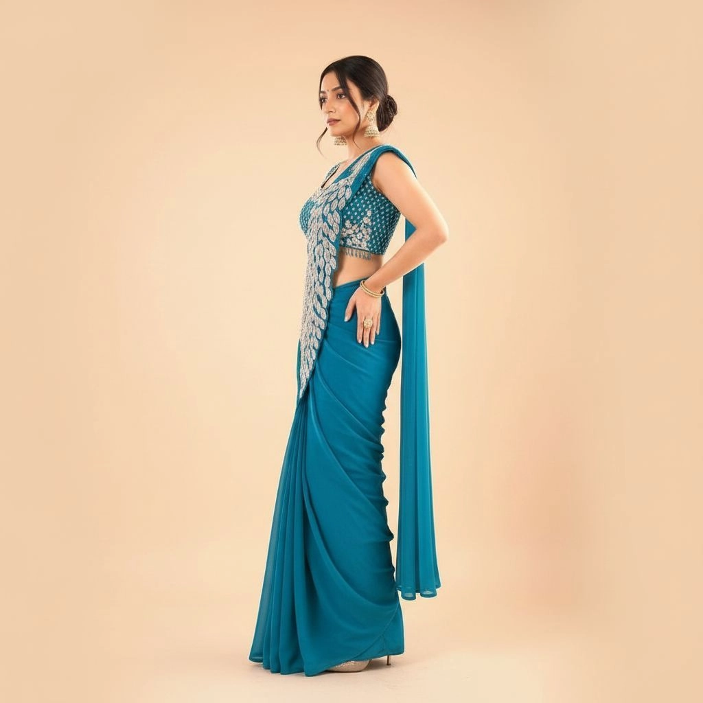 Elegance, Ready in a Minute: Sequence Work Georgette Saree 2