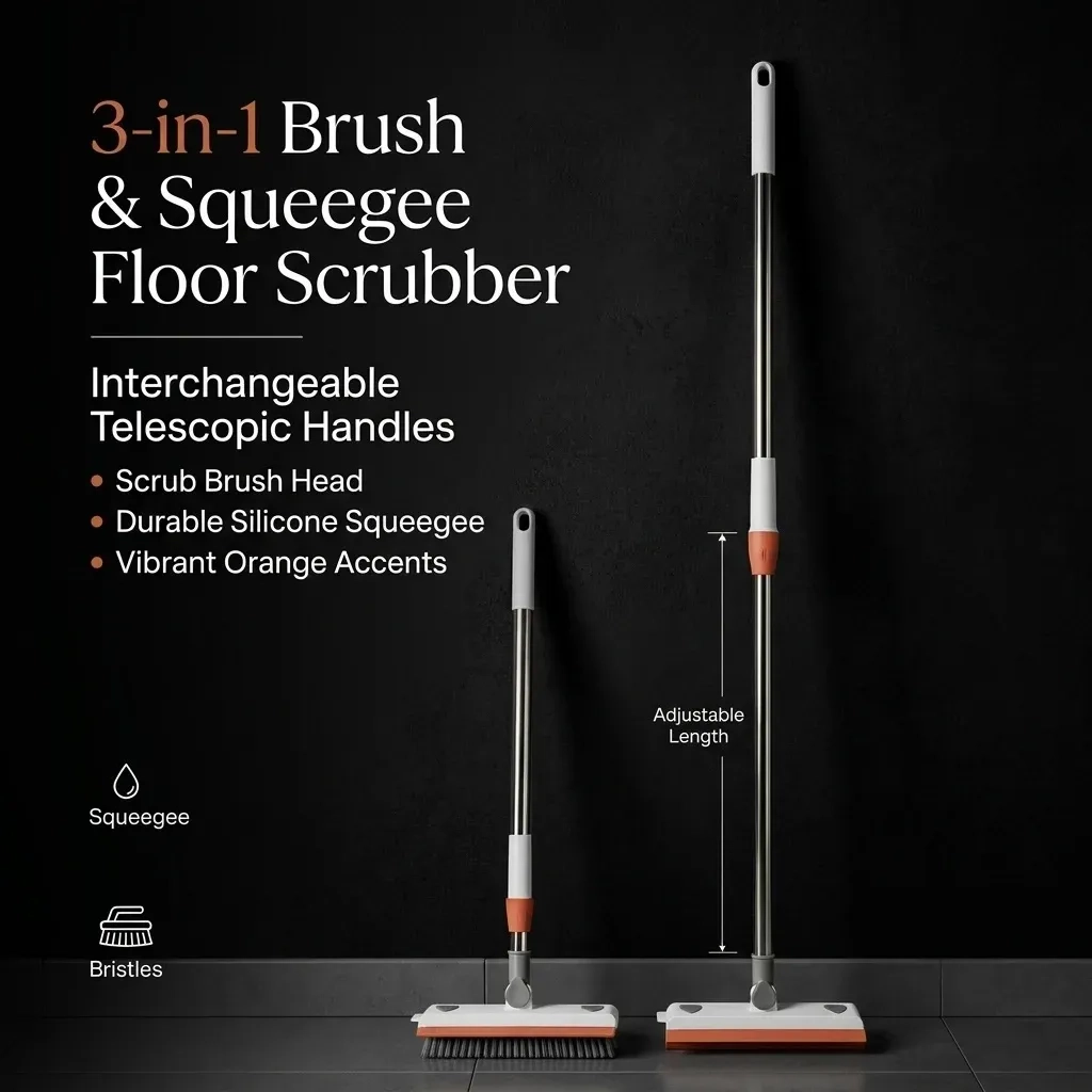 Floor & Bathroom Cleaning Brush | Stainless Steel | Adjustable height 1