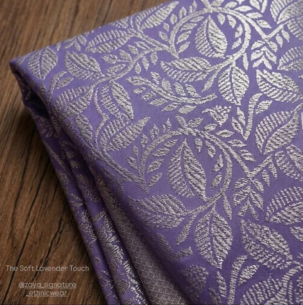 Pastel Lavender Soft Silk Brocade Saree 3