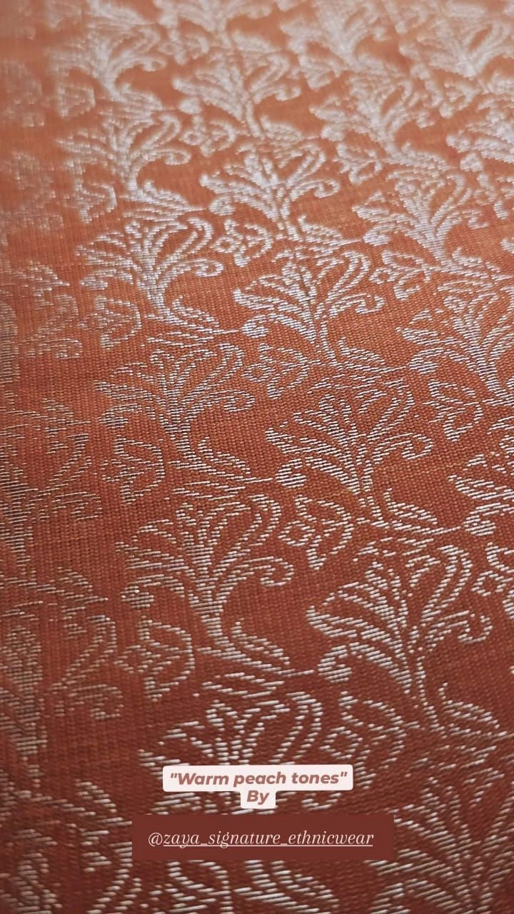 Deep Peach Brocade Saree 3
