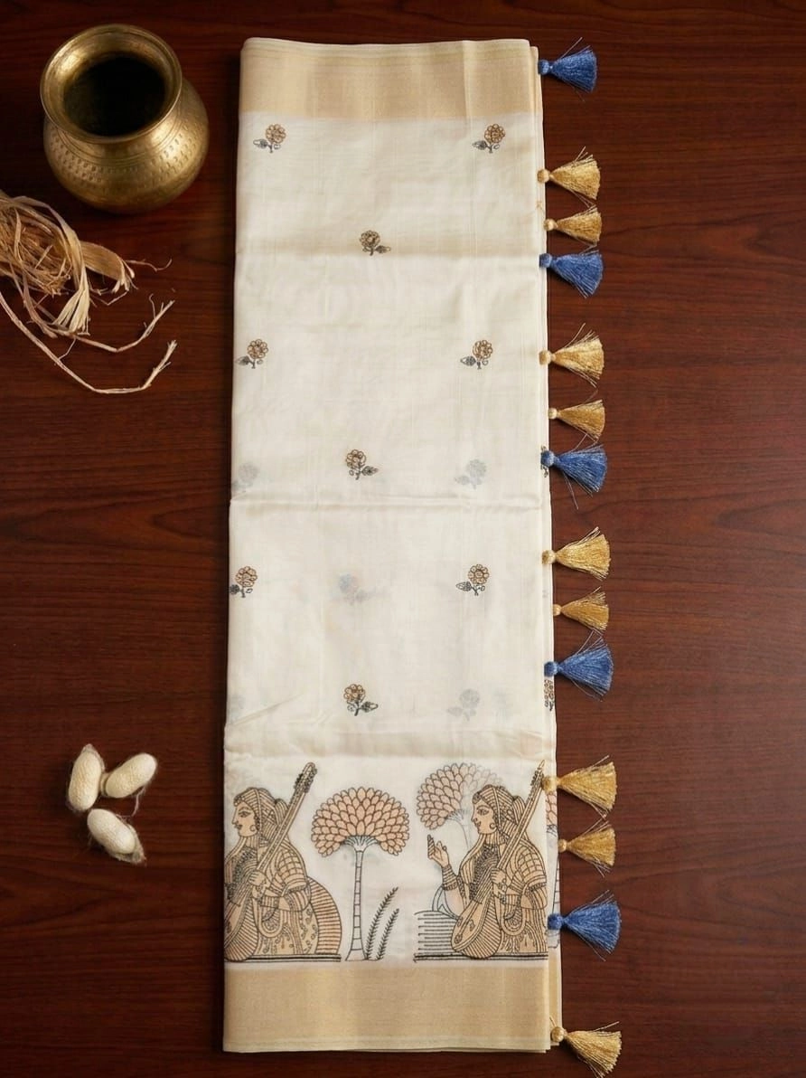 Off-White Premium Tissue Saree