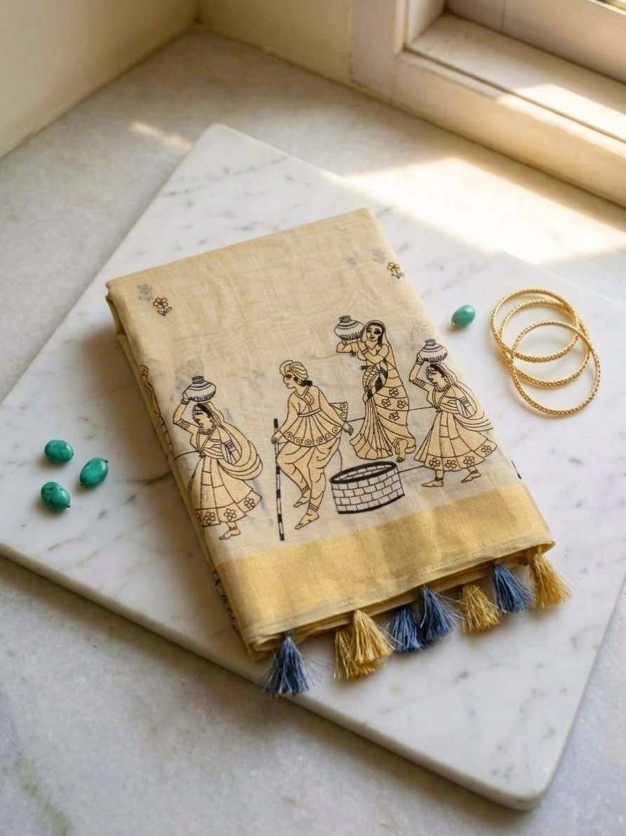 Off-White Premium Tissue Blend Saree