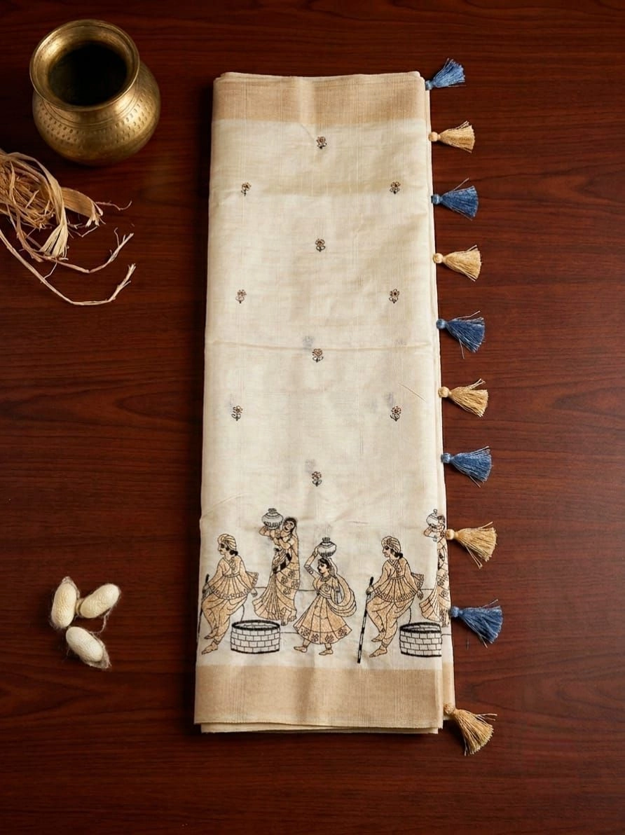 Off-White Premium Tissue Blend Saree