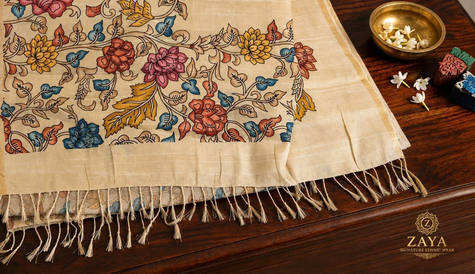 Light Gold Tissue-Linen Saree