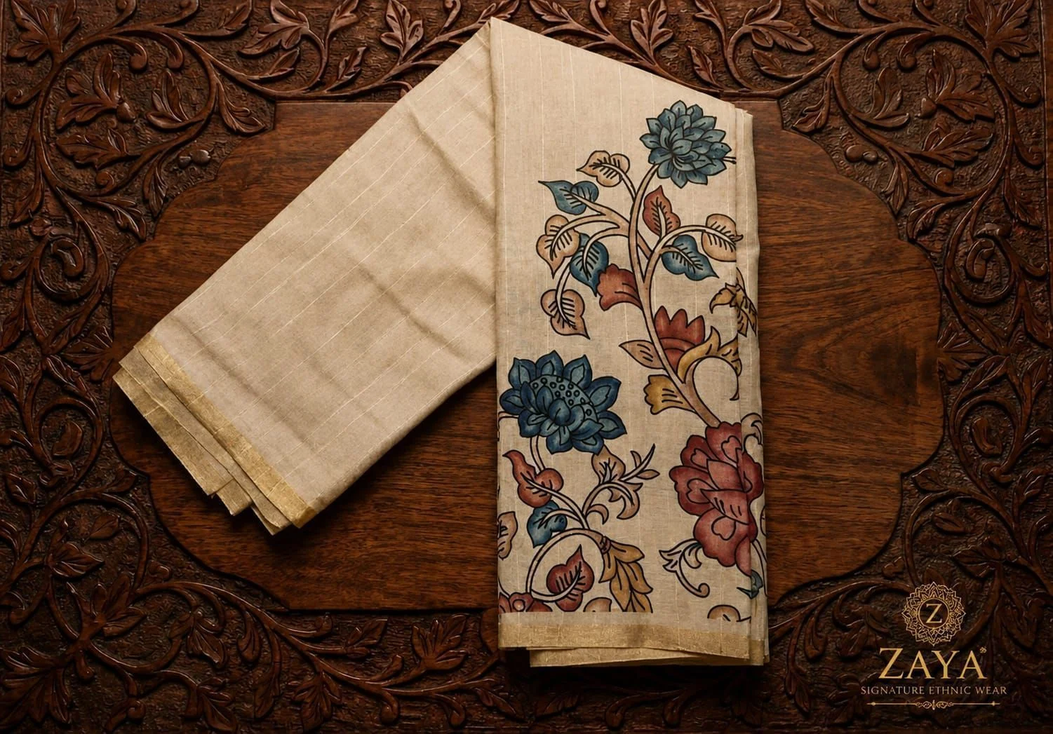 Light Gold Tissue-Linen Saree 3