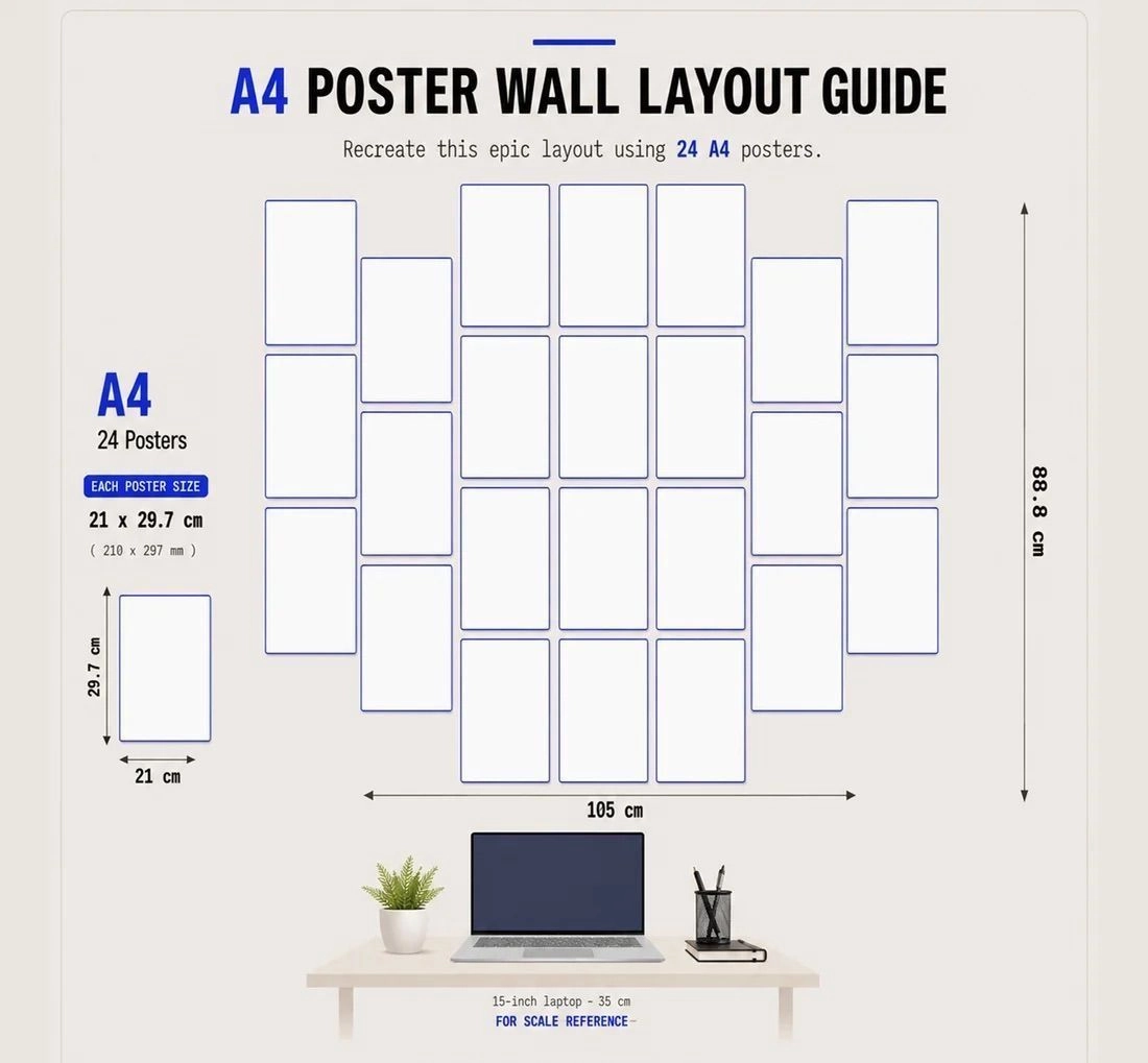 All In one Fan wall Setup | 24- Piece of A4 size 3