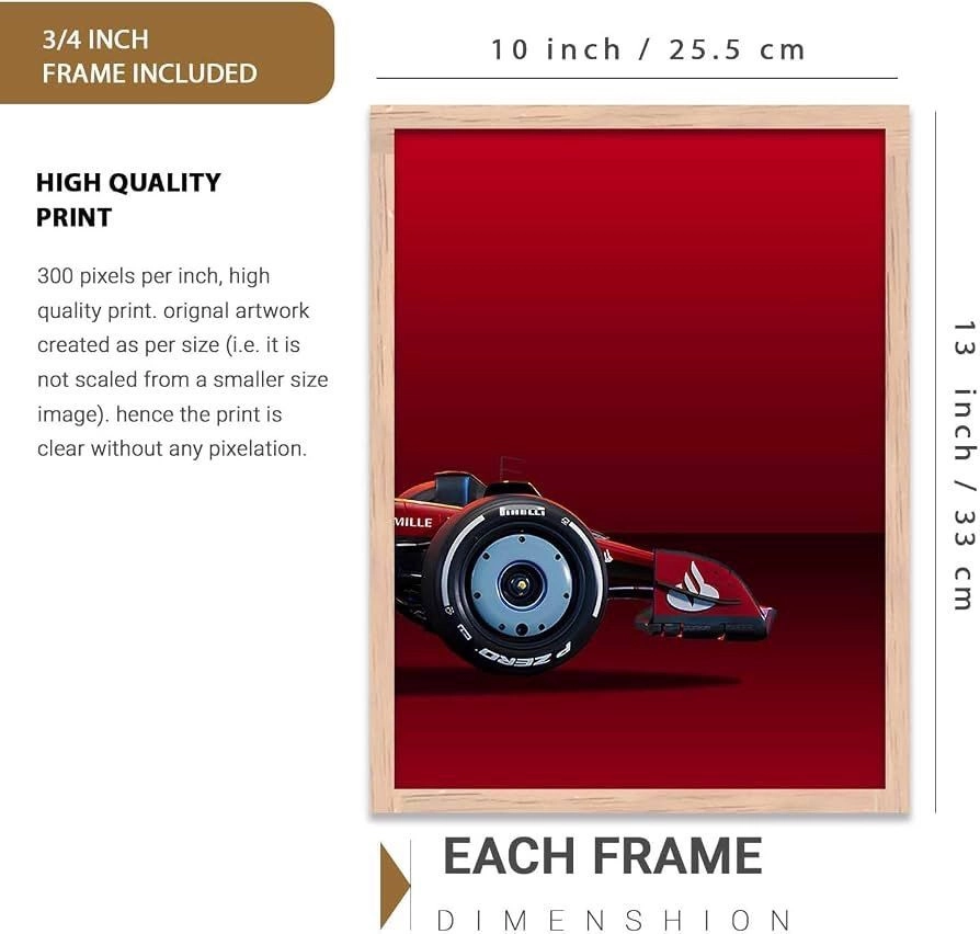 Scuderia Ferrari F1 3-Piece Framed Canvas Wall Art Set | Formula 1 Triptych Poster 2