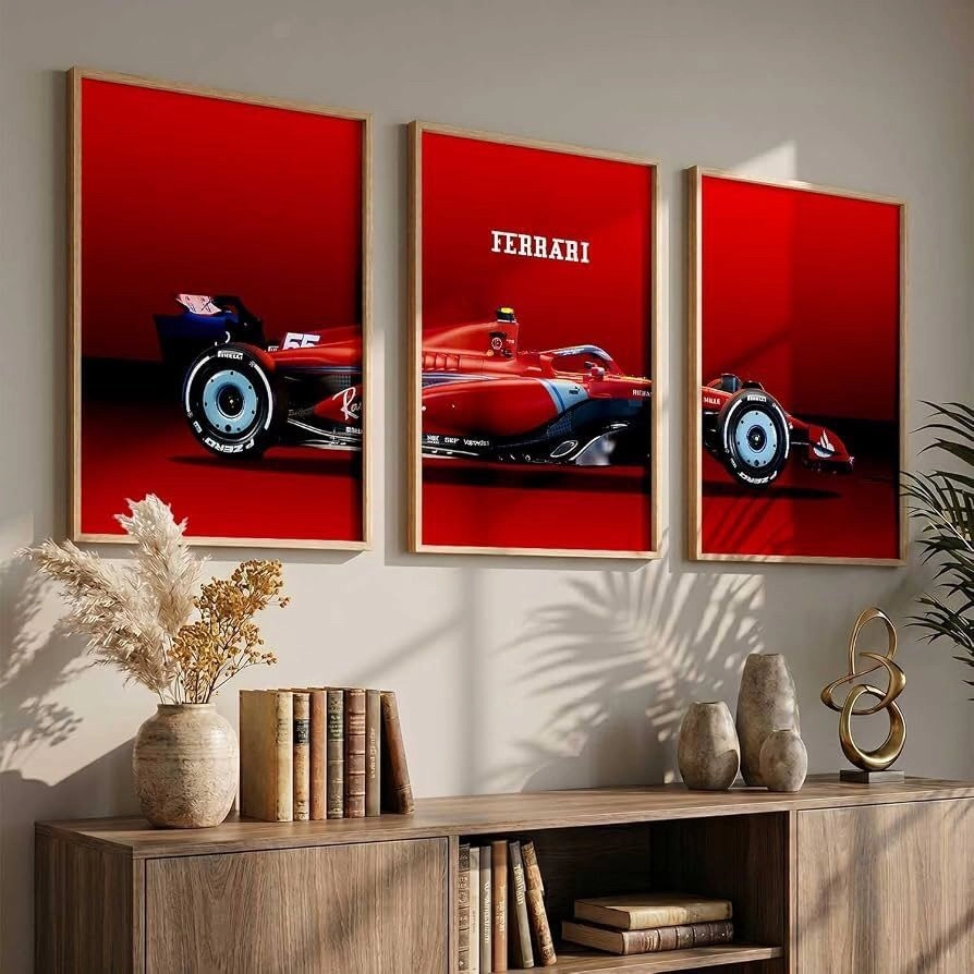 Scuderia Ferrari F1 3-Piece Framed Canvas Wall Art Set | Formula 1 Triptych Poster 4