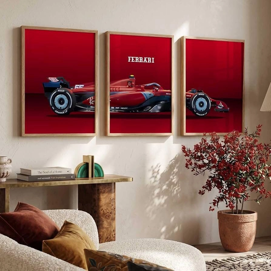 Scuderia Ferrari F1 3-Piece Framed Canvas Wall Art Set | Formula 1 Triptych Poster 5