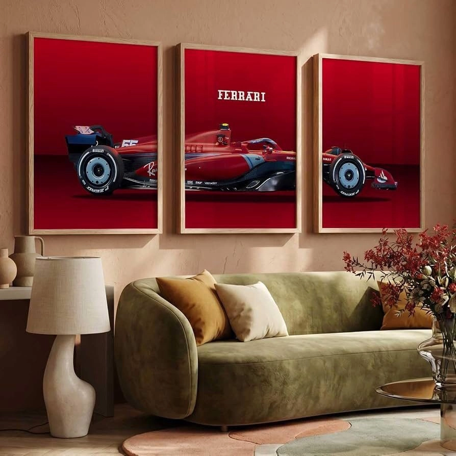 Scuderia Ferrari F1 3-Piece Framed Canvas Wall Art Set | Formula 1 Triptych Poster 6