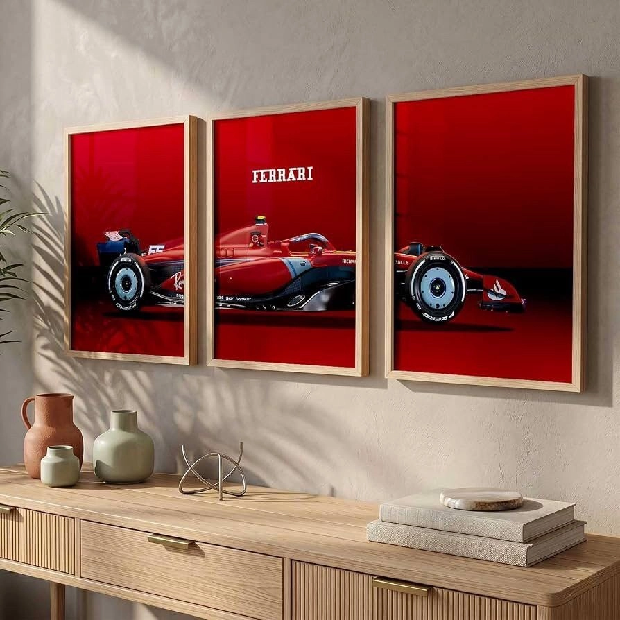 Scuderia Ferrari F1 3-Piece Framed Canvas Wall Art Set | Formula 1 Triptych Poster 7