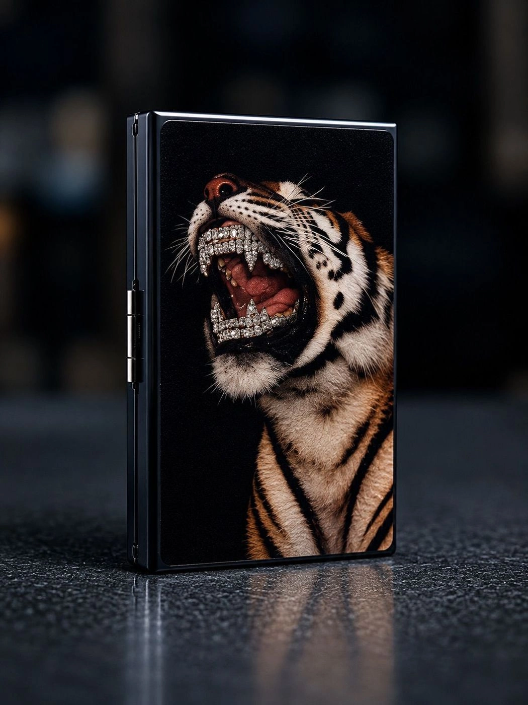 DIAMOND TEETH TIGER | CLASSIC METAL WALLET | BLACK 1