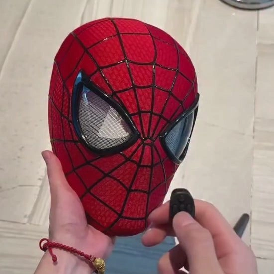 3D Rubber Texture Amazing Spider-Man cosplay mask featuring remote-controlled blinking eyes and light-up effects 1