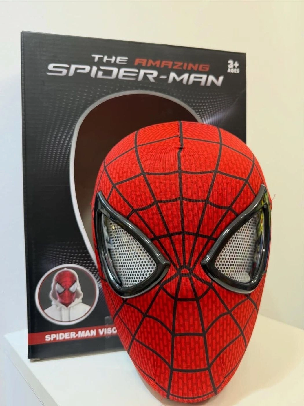 3D Rubber Texture Amazing Spider-Man cosplay mask featuring remote-controlled blinking eyes and light-up effects 4
