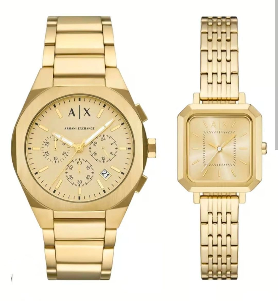 Armani Exchange (A|X) gold-tone stainless steel wristwatches