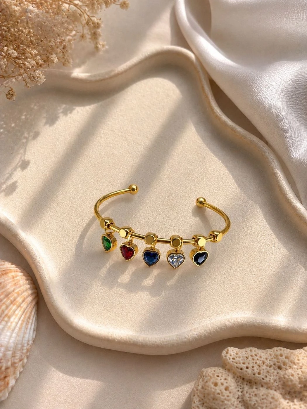 Heart charm bangle