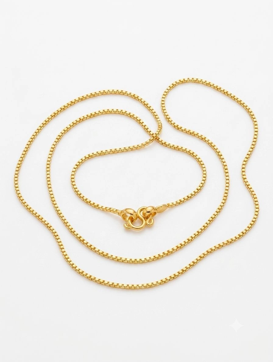 Gold Plated Box Chain 18Inches (​🚚 Ship Same Day) 1