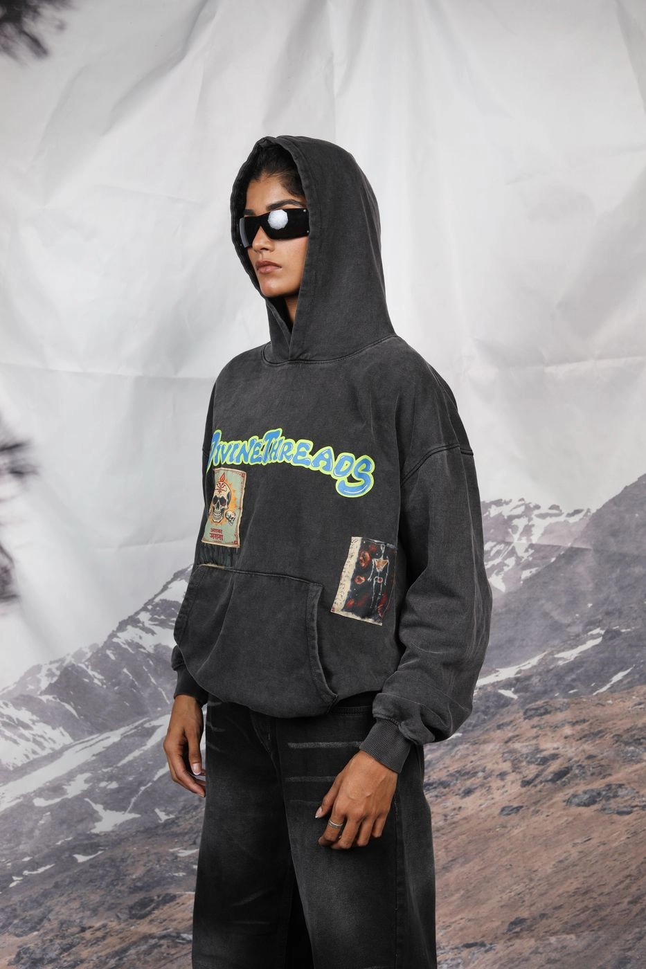 Skull series washed hoodie 2