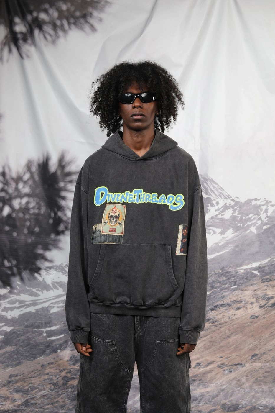 Skull series washed hoodie 1