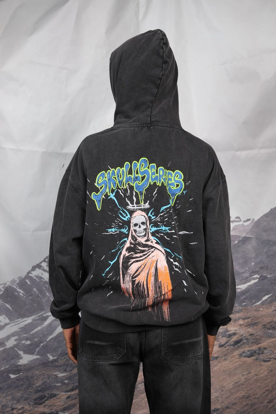 Skull series washed hoodie 3