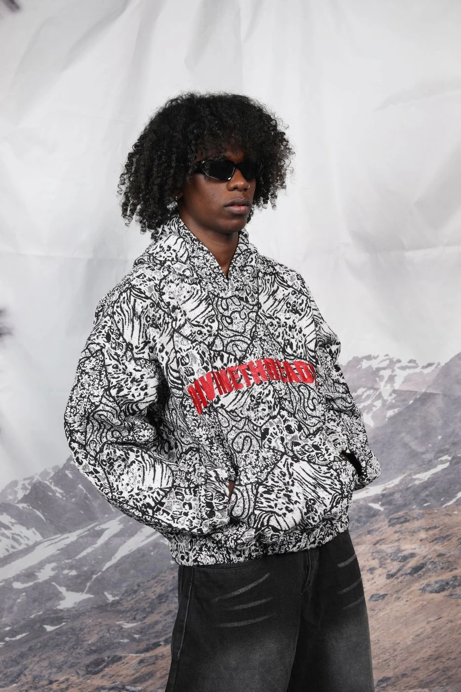 Black and white jacquard hoodie 2