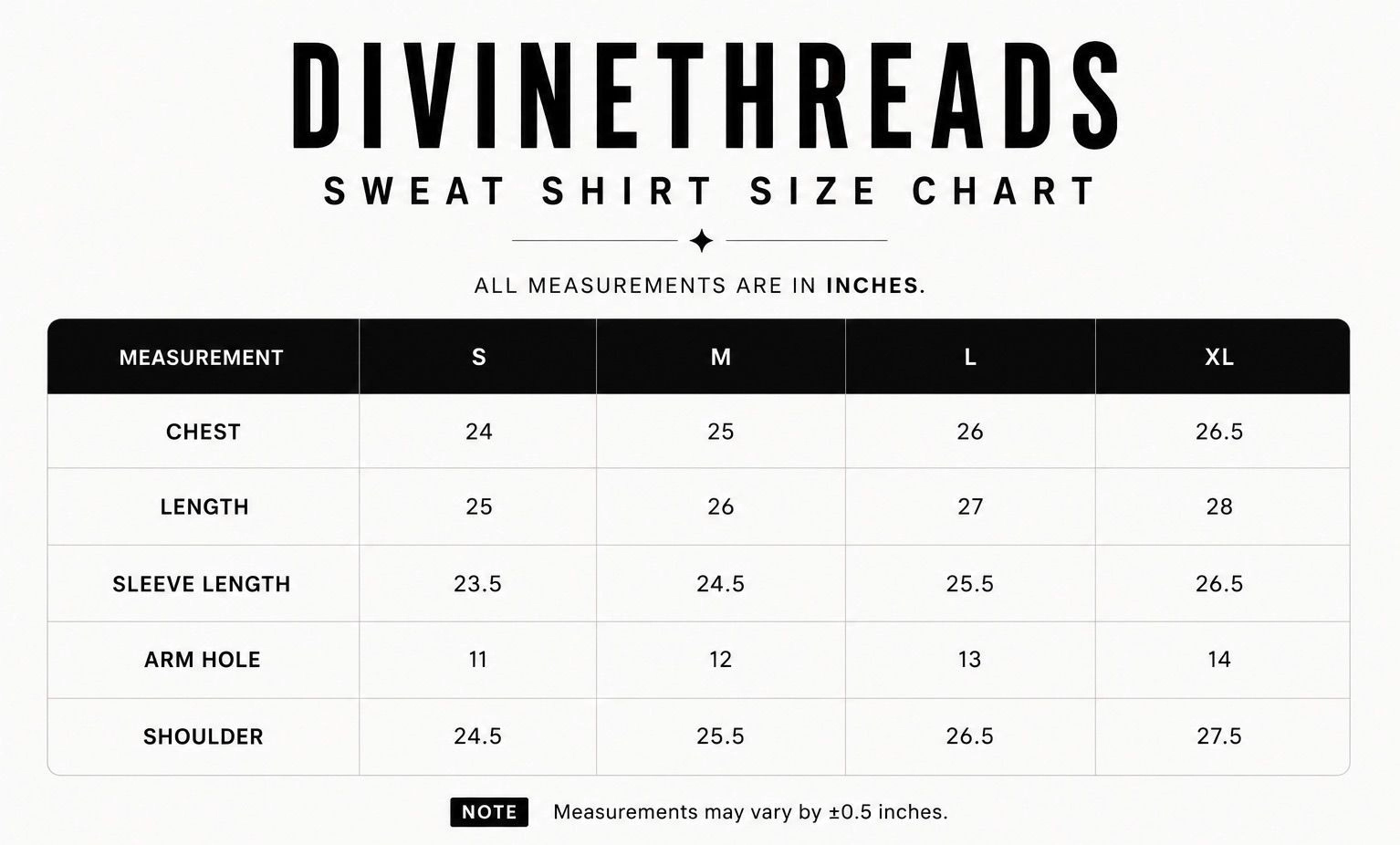 Size chart