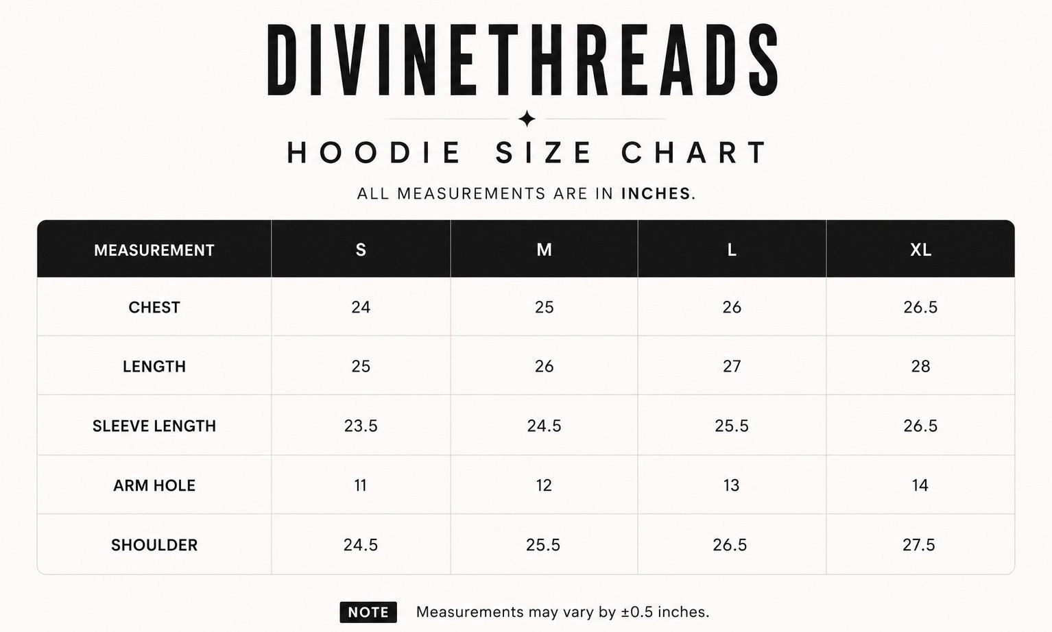 Size chart