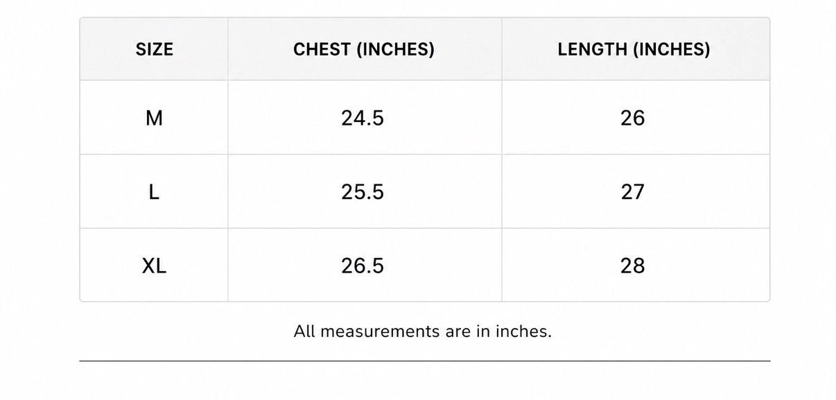 Size chart