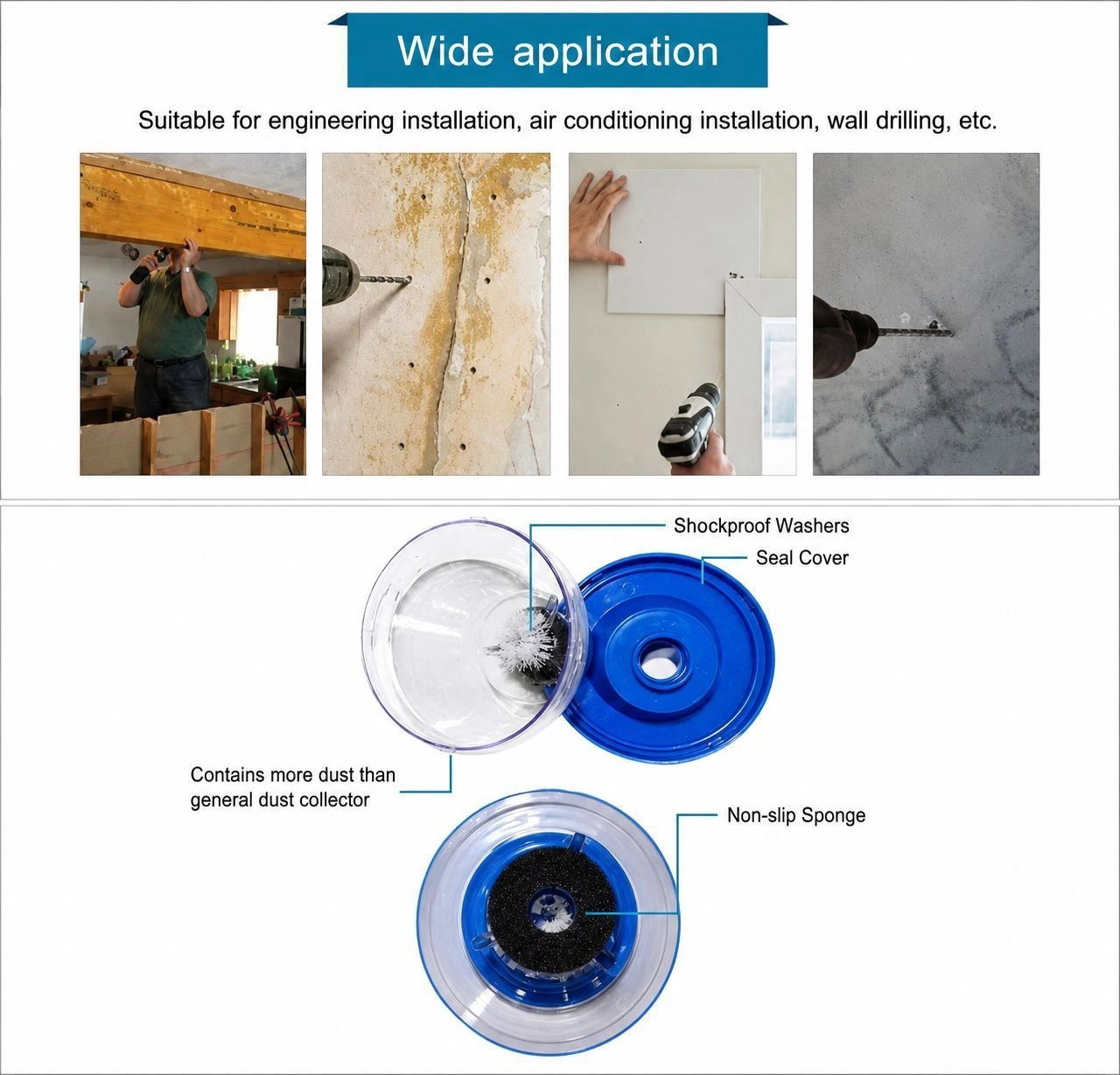 Drill Dust catcher Attachment, Electric Drill Dust Cover Ash Bowl Dustproof 7
