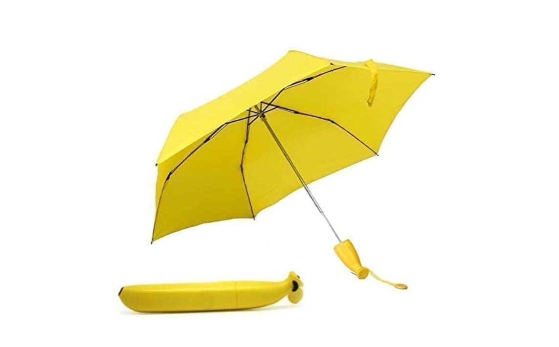 Banana Umbrella Design Umbrellas Folding umbrela Pocket Size Umbrella with Plastic Cap Cover UV Protector for Outdoor Foldable Design Travel Umbrella, Creative Lotus Folding Umbrella 1