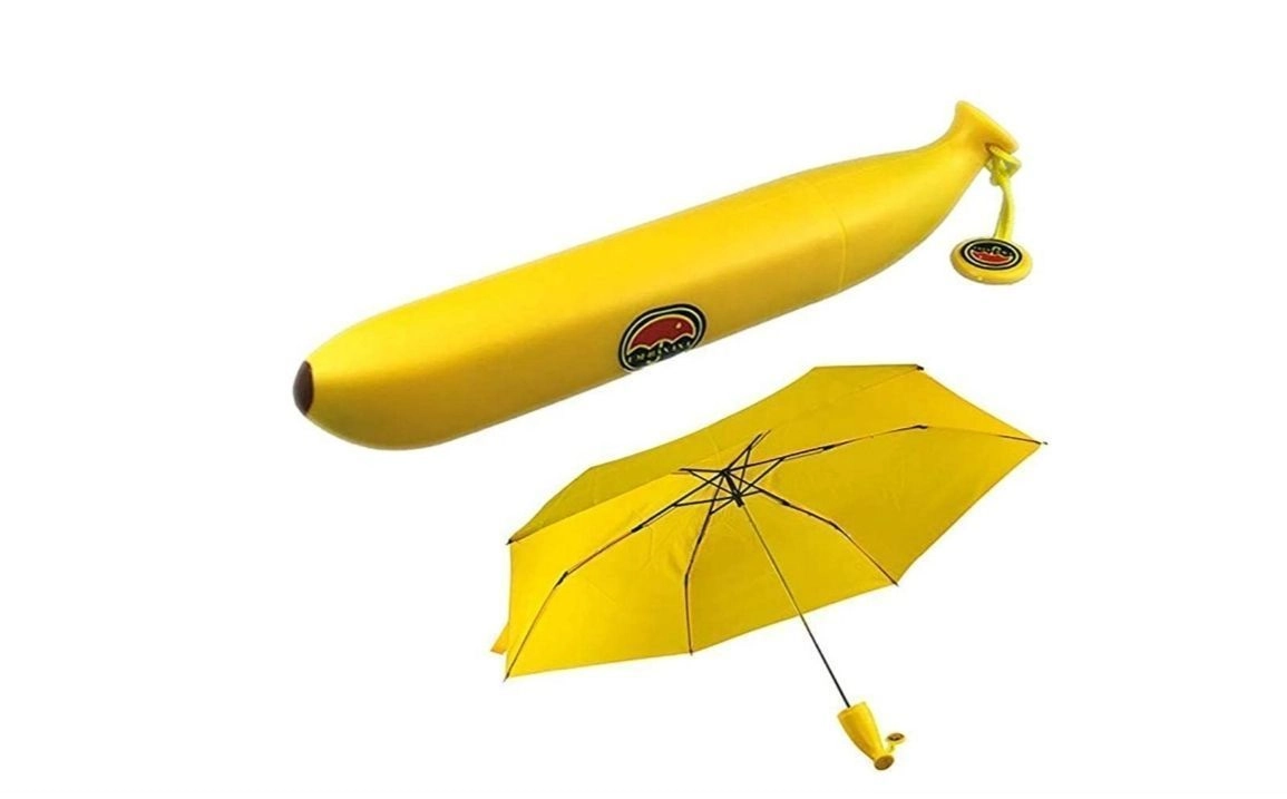 Banana Umbrella Design Umbrellas Folding umbrela Pocket Size Umbrella with Plastic Cap Cover UV Protector for Outdoor Foldable Design Travel Umbrella, Creative Lotus Folding Umbrella 3
