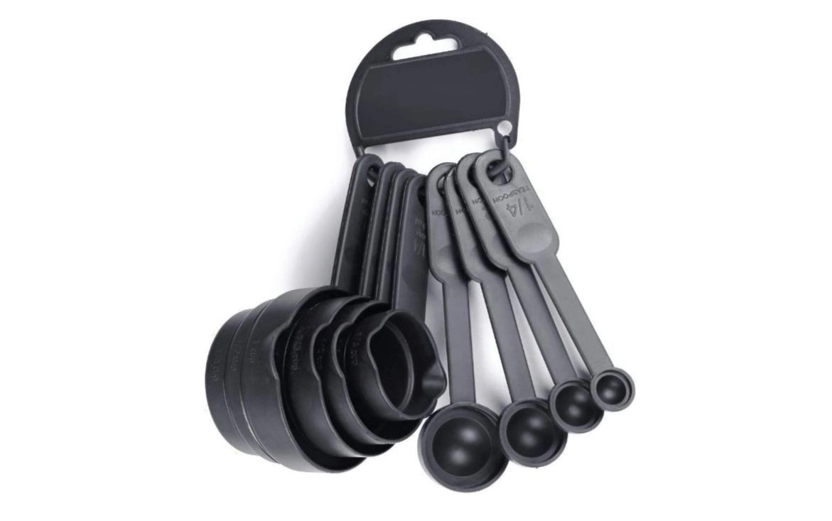 Premium 8pcs Measuring Cup and Spoon Set,Measuring Cups for Kitchen, Measuring Cups for Baking Cake, Cake Baking Accessories, Measuring Spoons and Cups Set,Multi Purpose Kitchen Tooll - Black - ( Pack Of 01 ) 1