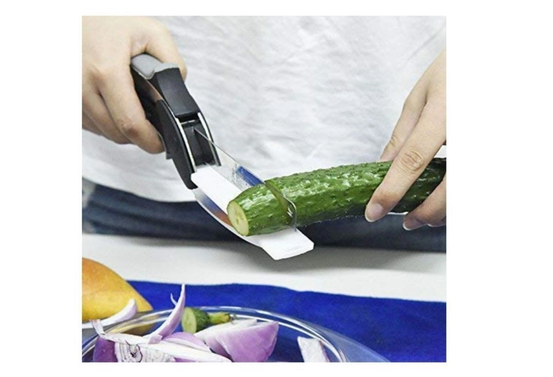 Original Clever Cutter - 2 in 1 Kitchen Knife with Spring Action - Cleaver Cutter Comes with Locking Hinge 2