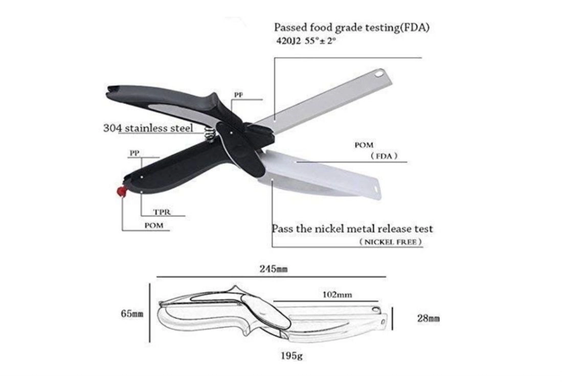 Original Clever Cutter - 2 in 1 Kitchen Knife with Spring Action - Cleaver Cutter Comes with Locking Hinge 3