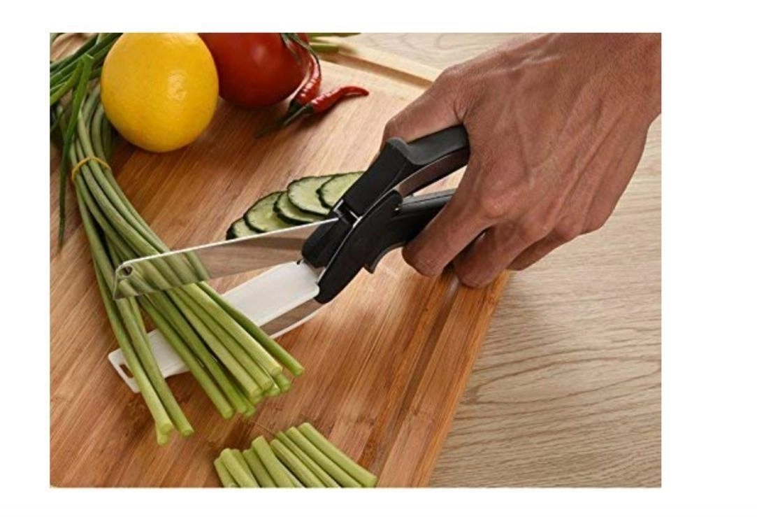 Original Clever Cutter - 2 in 1 Kitchen Knife with Spring Action - Cleaver Cutter Comes with Locking Hinge 4