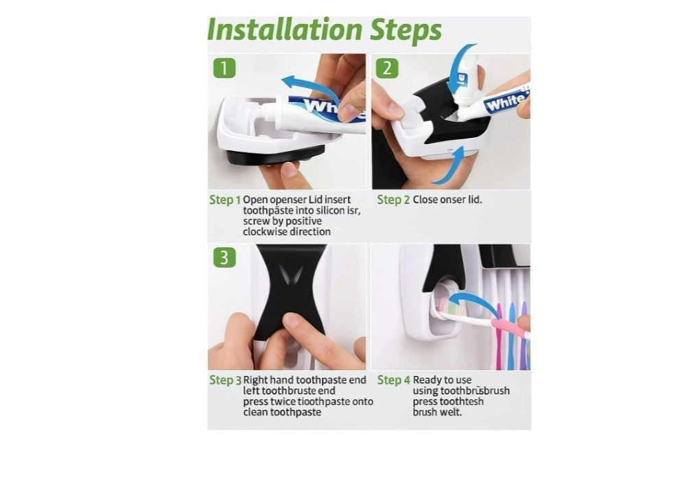 Black : WAYCOM Dust-proof Toothpaste Dispenser Toothpaste Squeezer Kit (Black) 3