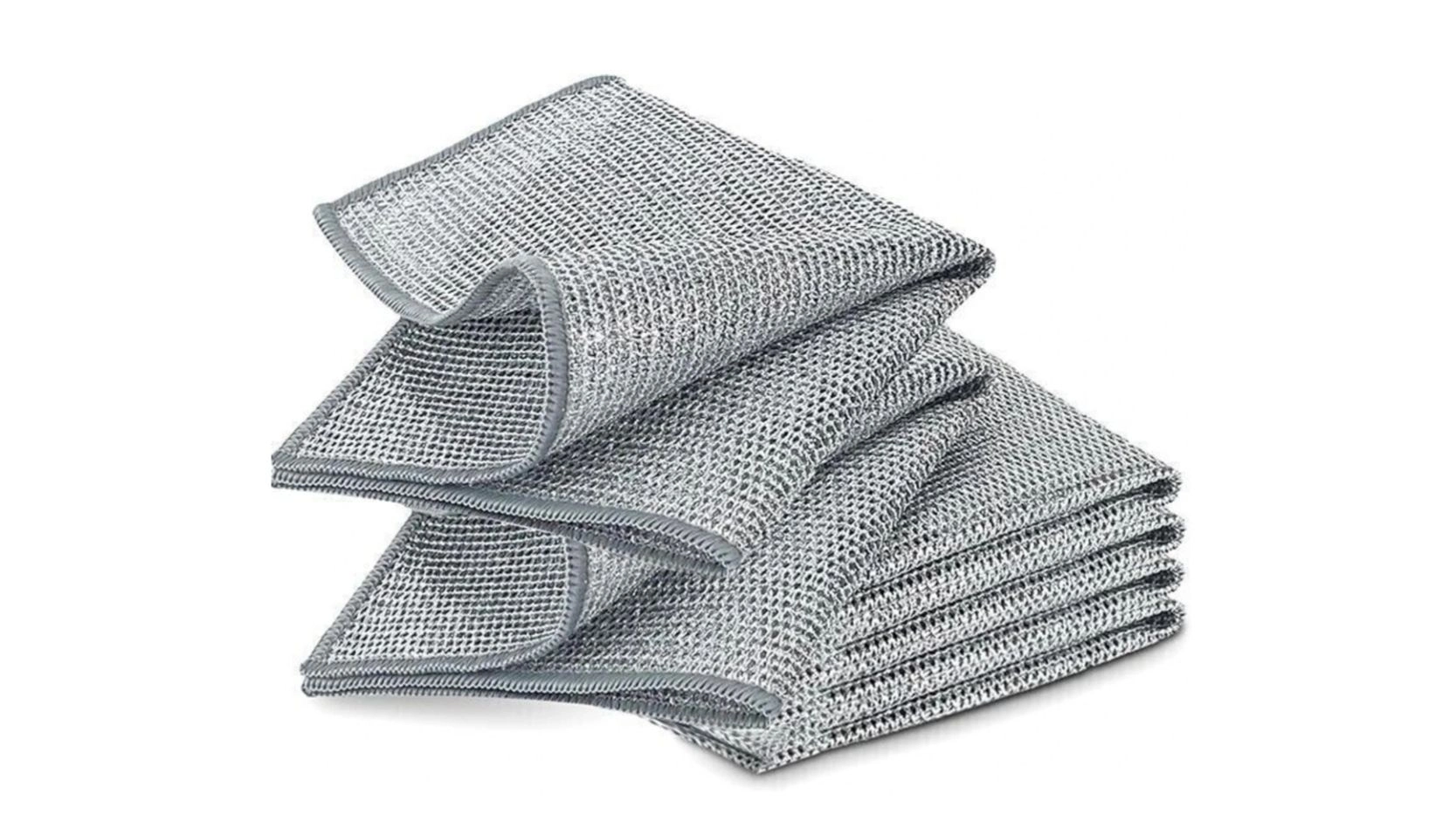 Double-Sided Multipurpose Microfiber Cloths, Stainless Steel Scrubber, Non-Scratch Wire Dishcloth, Durable Kitchen Scrub Cloth 1
